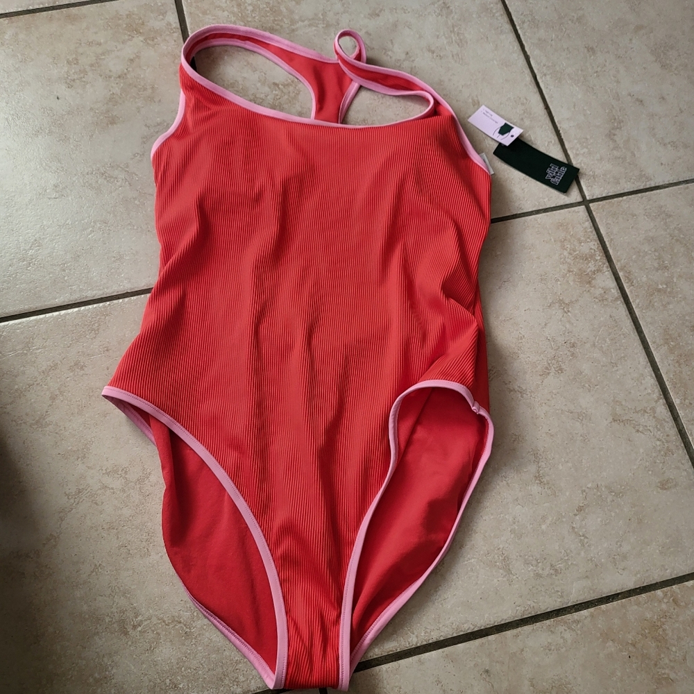 Wild Fable L Red Pink Swim Suit
